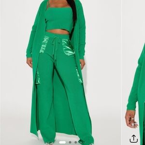 Fashion Nova Emerald Green Wide Leg Pant Set